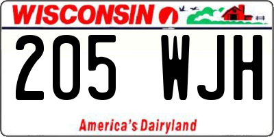 WI license plate 205WJH