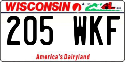 WI license plate 205WKF