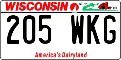 WI license plate 205WKG
