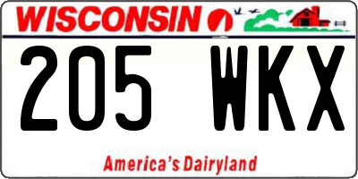 WI license plate 205WKX
