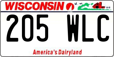 WI license plate 205WLC