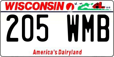WI license plate 205WMB