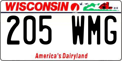 WI license plate 205WMG