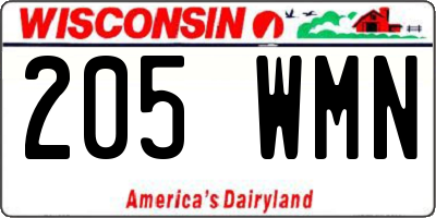 WI license plate 205WMN