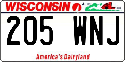 WI license plate 205WNJ