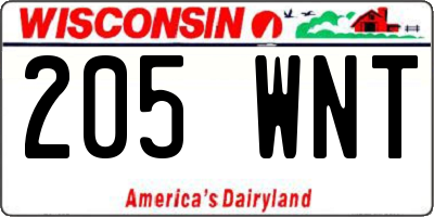 WI license plate 205WNT