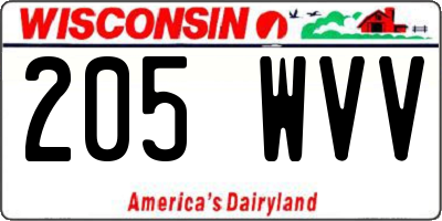 WI license plate 205WVV