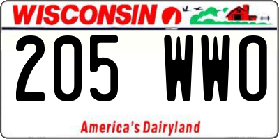 WI license plate 205WWO
