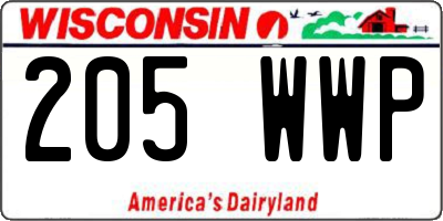 WI license plate 205WWP