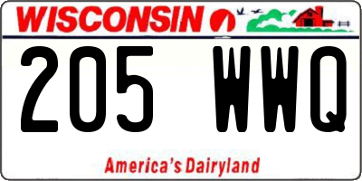 WI license plate 205WWQ