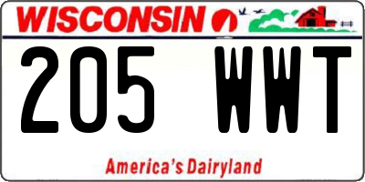 WI license plate 205WWT