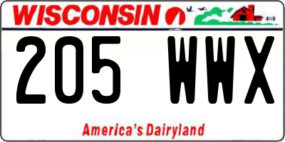 WI license plate 205WWX
