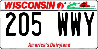 WI license plate 205WWY