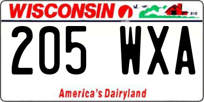 WI license plate 205WXA