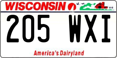WI license plate 205WXI