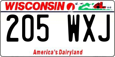 WI license plate 205WXJ