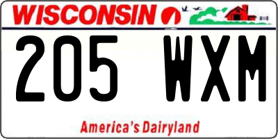 WI license plate 205WXM