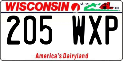 WI license plate 205WXP