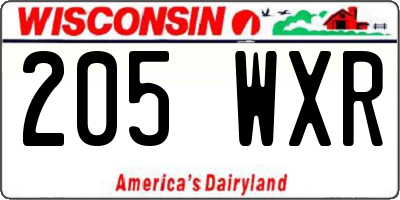 WI license plate 205WXR