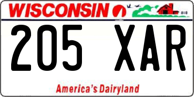 WI license plate 205XAR