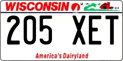 WI license plate 205XET