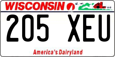 WI license plate 205XEU