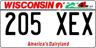 WI license plate 205XEX