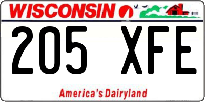 WI license plate 205XFE