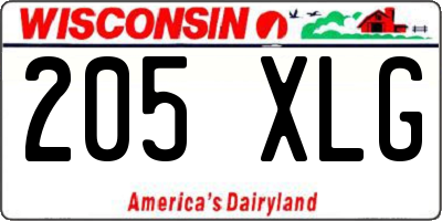 WI license plate 205XLG