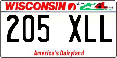 WI license plate 205XLL