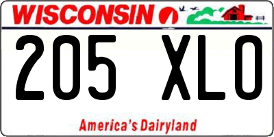 WI license plate 205XLO
