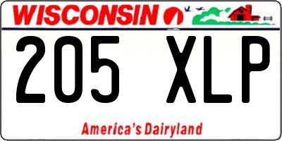WI license plate 205XLP