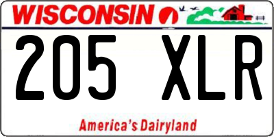 WI license plate 205XLR