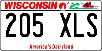 WI license plate 205XLS