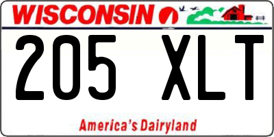 WI license plate 205XLT