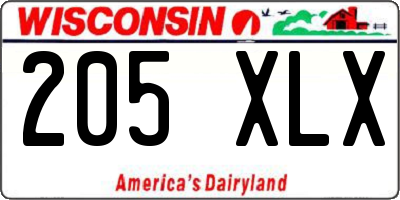 WI license plate 205XLX