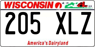 WI license plate 205XLZ