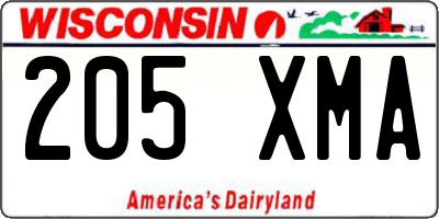 WI license plate 205XMA