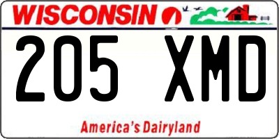 WI license plate 205XMD