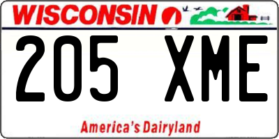 WI license plate 205XME