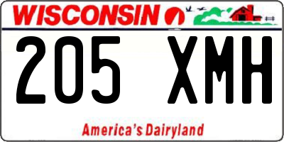 WI license plate 205XMH