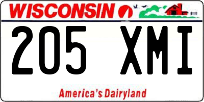 WI license plate 205XMI