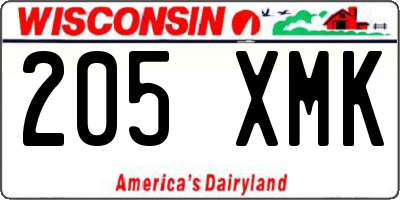 WI license plate 205XMK
