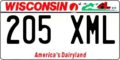 WI license plate 205XML
