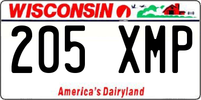 WI license plate 205XMP