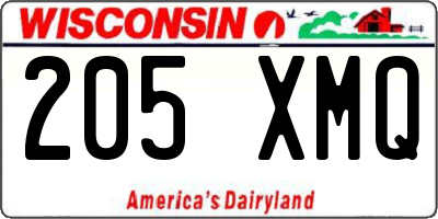 WI license plate 205XMQ