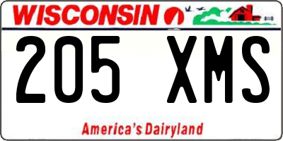 WI license plate 205XMS