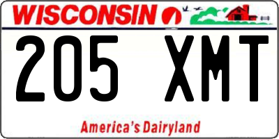 WI license plate 205XMT