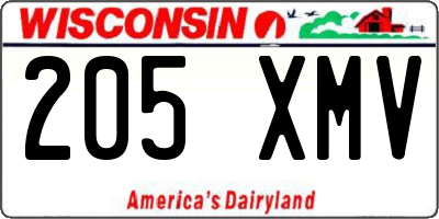 WI license plate 205XMV