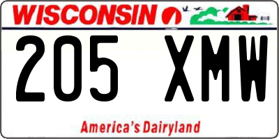 WI license plate 205XMW